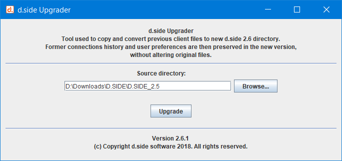 Upgrade du client vers d.side 2.6